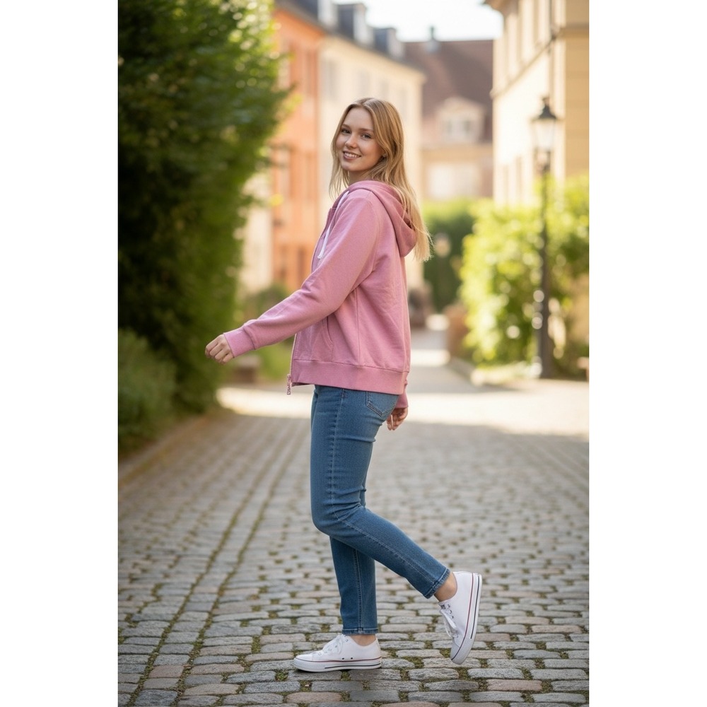 Ashley Sport Pink Faith Ribbon Zip Up Hoodie Sweatshirt Women's Size 10 12